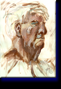 "Old Man Model", oil on paper.