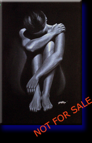 "Untitled", white pastel on black paper. Private collection of Cynthia H. Special series.